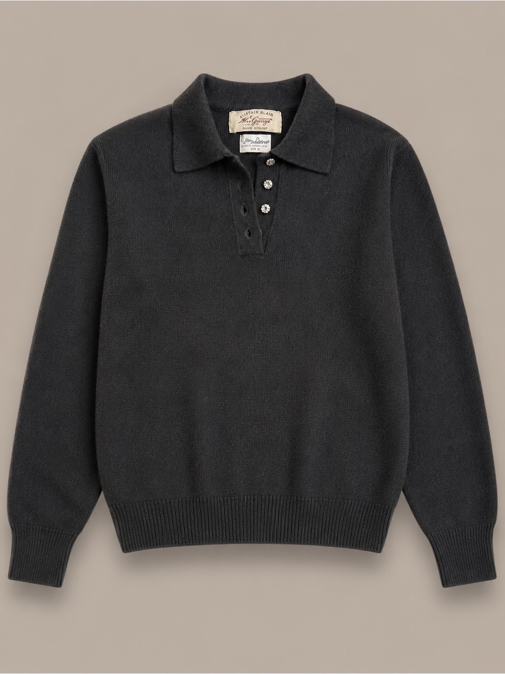 Vintage pure cashmere black sweater made in Scotland by McGeorge